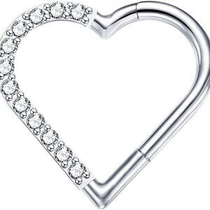 Titanium Daith Piercing Jewelry Heart Clicker Cartilage Earring Women
